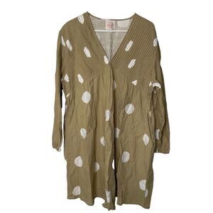 The Lullaby Club Womens Lottie Smock Dress M/L Khaki Polka Dot Nursing Lounge